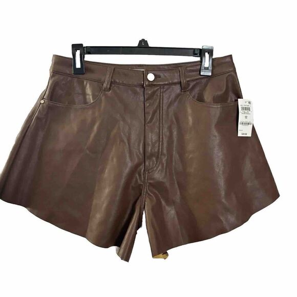 And Now This Women's Faux-Leather Flared Shorts Chickory  Shorts Size 12 - Picture 1 of 13